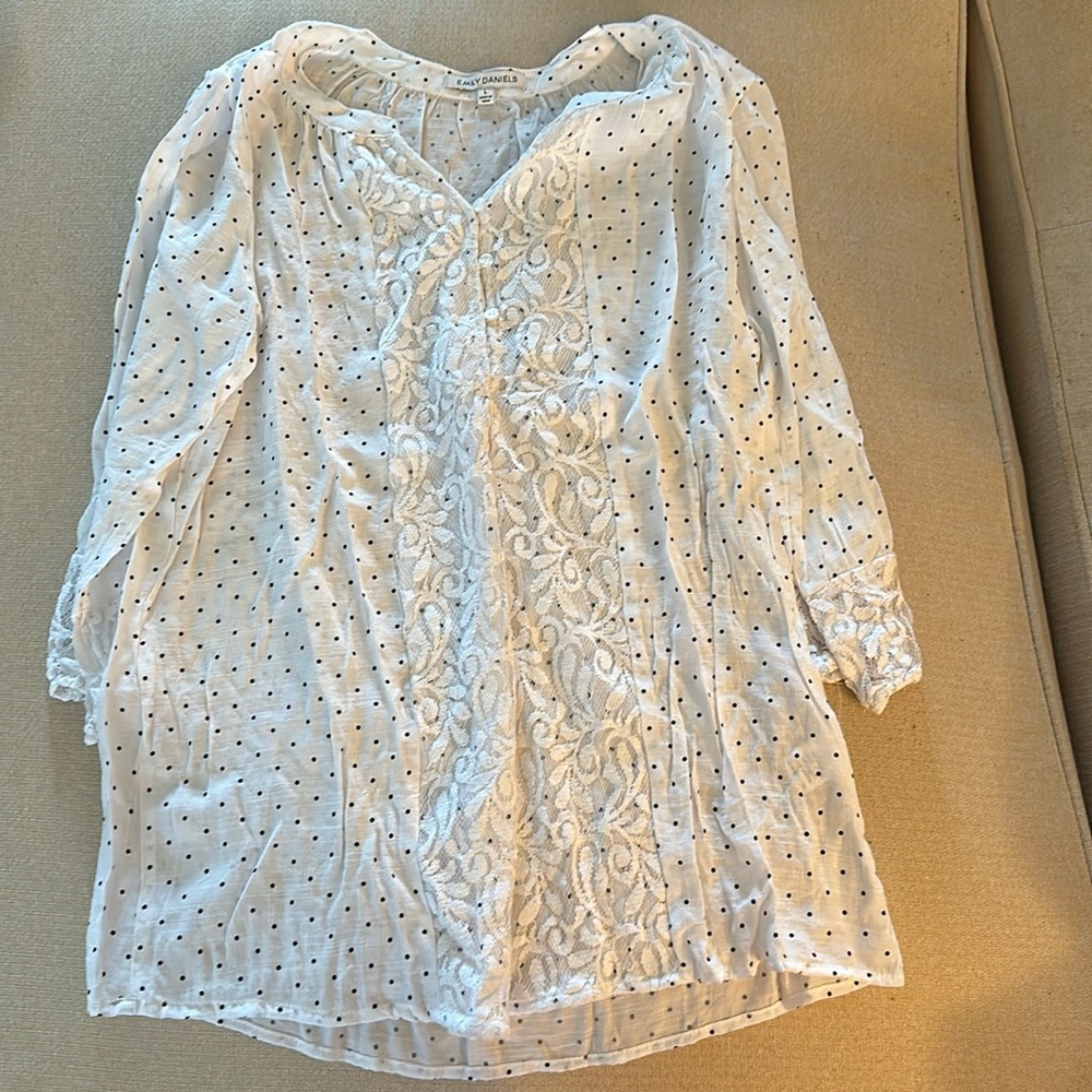 Polka Dot and Lace Dress Shirt